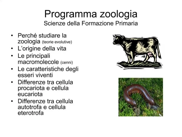 Programma zoologia Scienze della Formazione Primaria