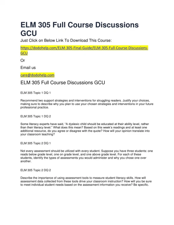 elm 305 full course discussions gcu just click