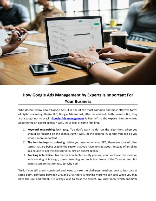 How Google Ads Management by Experts Is Important For Your Business