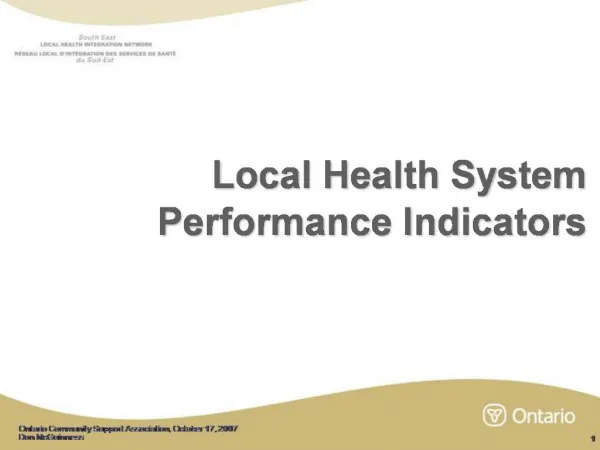 Local Health System Performance Indicators