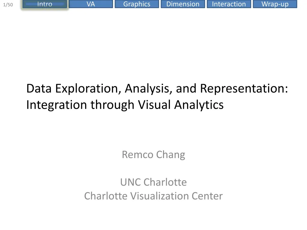 data exploration analysis and representation integration through visual analytics
