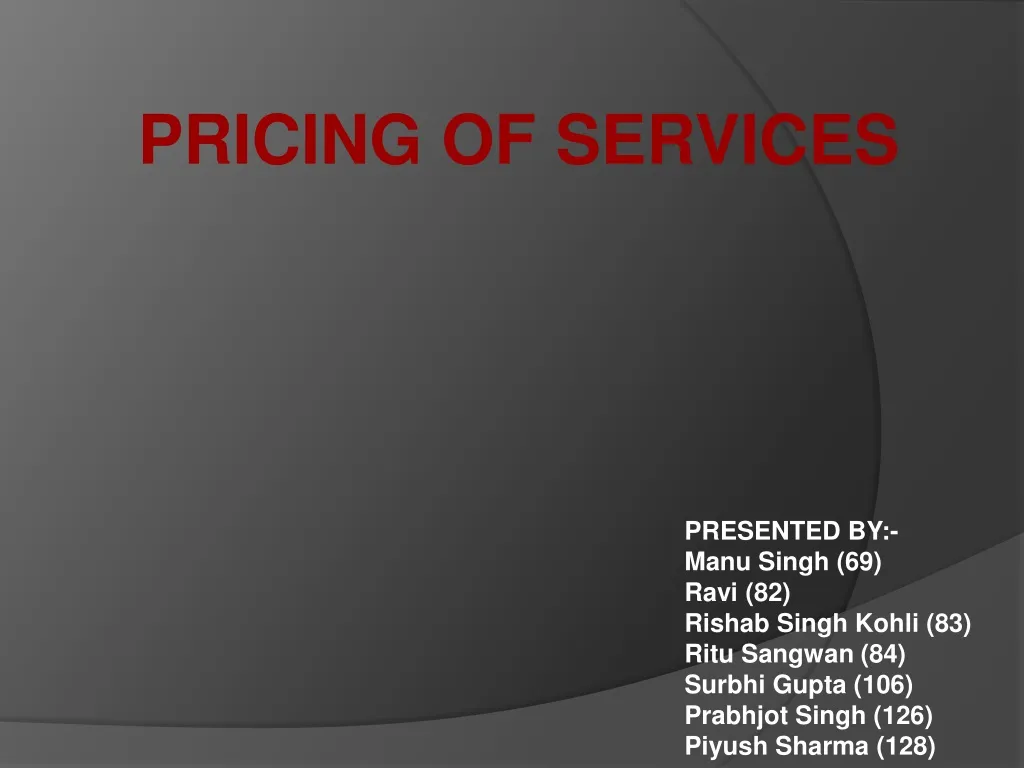 pricing of services