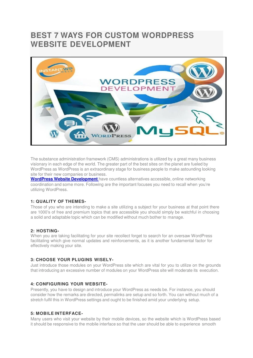 best 7 ways for custom wordpress website