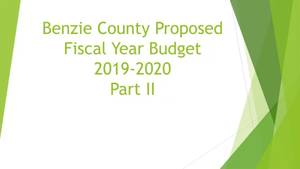 Benzie County Proposed Fiscal Year Budget 2019-2020 Part II