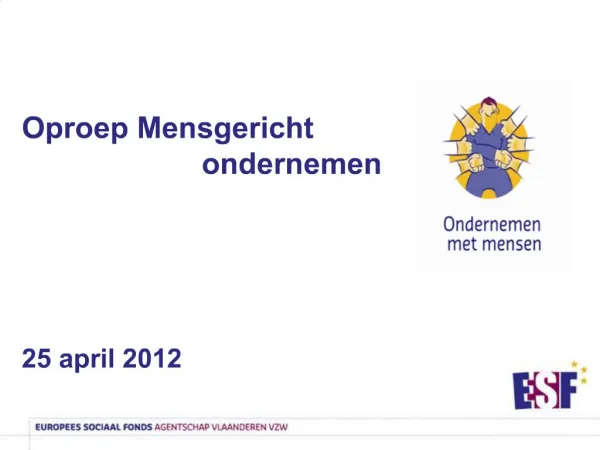 Oproep Mensgericht ondernemen 25 april 2012