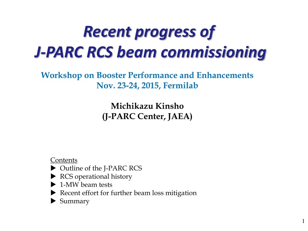 recent p rogress of j parc rcs beam commissioning