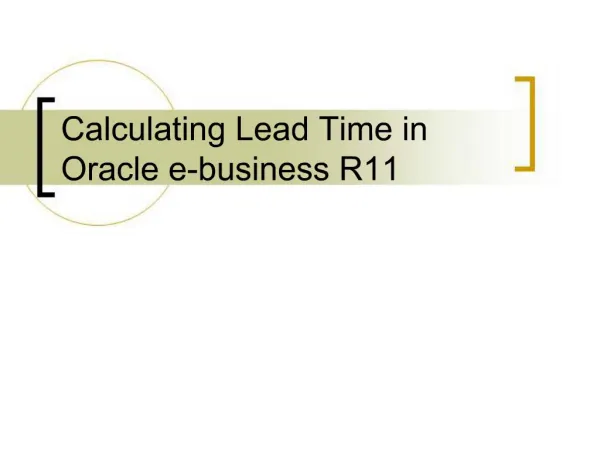 Calculating Lead Time in Oracle e-business R11