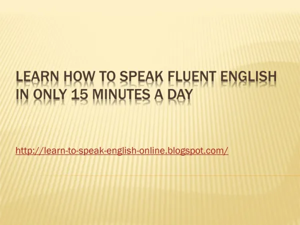 LearnHow to Speak Fluent English