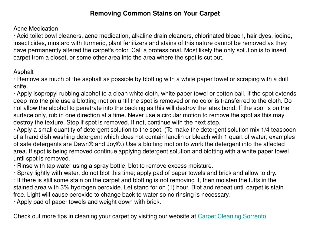removing common stains on your carpet acne