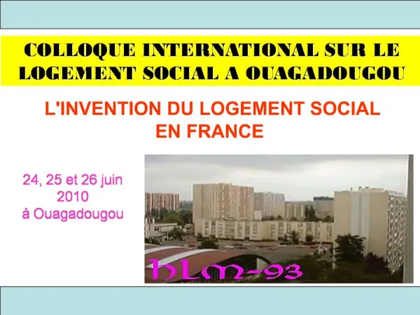 LINVENTION DU LOGEMENT SOCIAL EN FRANCE