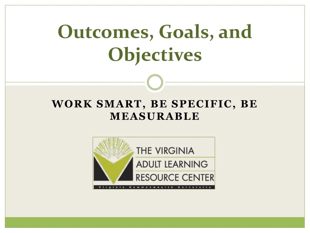 outcomes goals and objectives