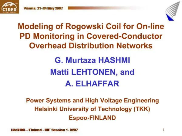Modeling of Rogowski Coil for On-line PD Monitoring in Covered-Conductor Overhead Distribution Networks