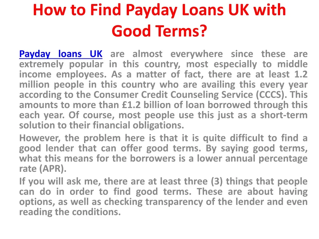 how to find payday loans uk with good terms