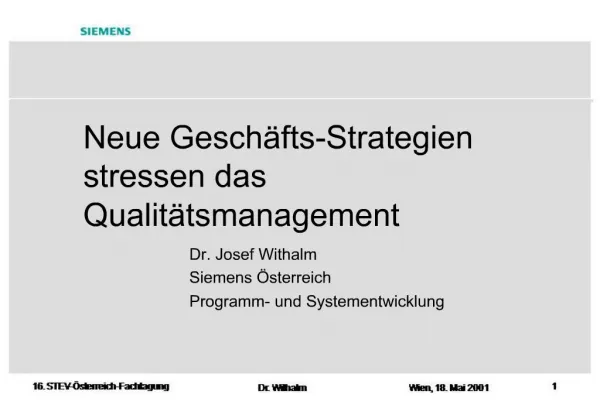 Dr. Josef Withalm Siemens sterreich Programm- und Systementwicklung