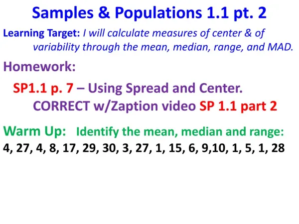 Samples &amp; Populations 1.1 pt. 2
