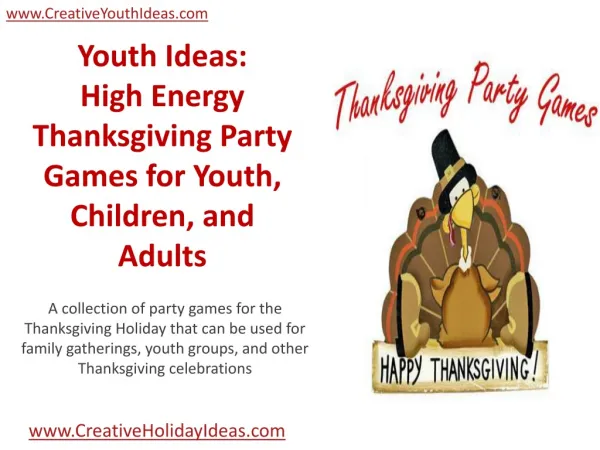 Youth Ideas: High Energy Thanksgiving Party Games for Youth