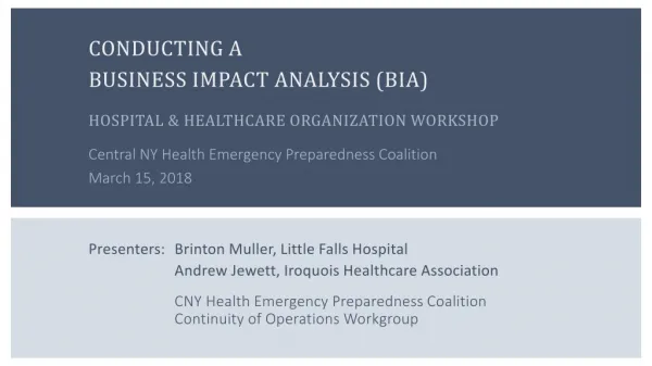 Conducting a Business Impact Analysis (BIA)