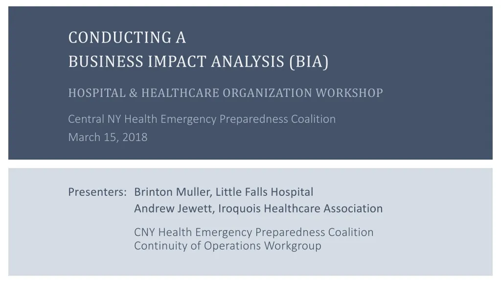 conducting a business impact analysis bia