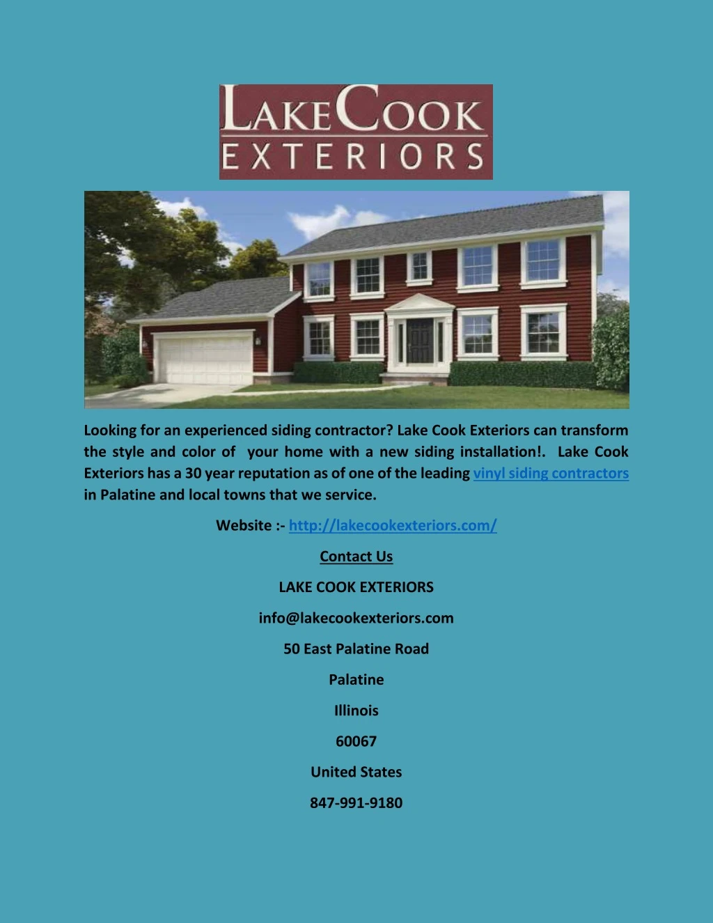 looking for an experienced siding contractor lake