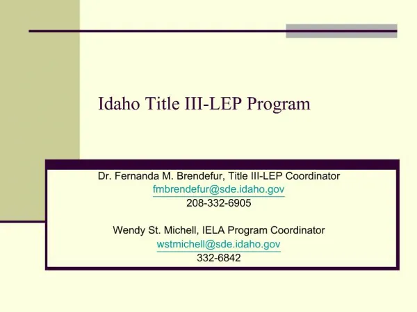 Idaho Title III-LEP Program