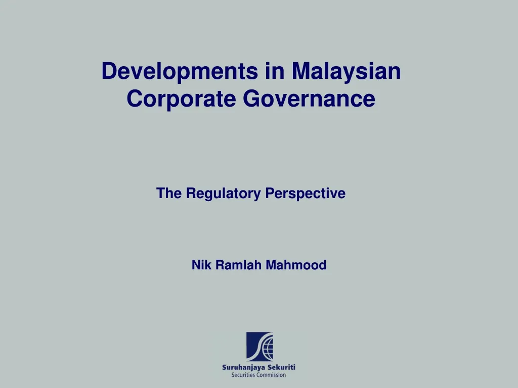 developments in malaysian corporate governance