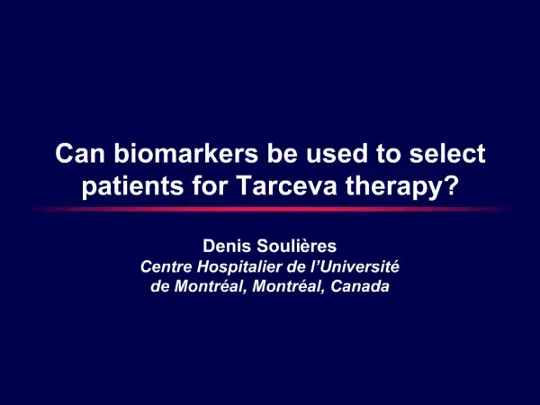 Can biomarkers be used to select patients for Tarceva therapy