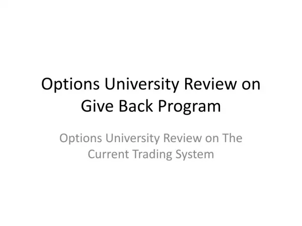 Options University Review on Options University Program