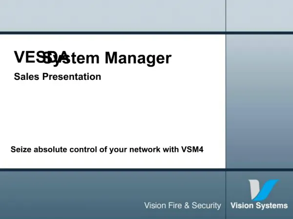VESDA System Manager Sales Presentation