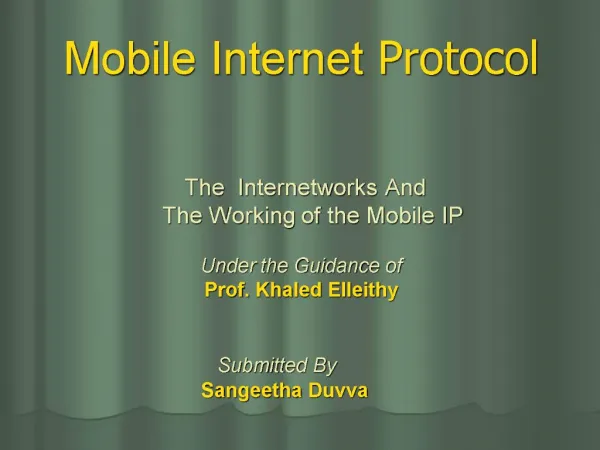 Mobile Internet Protocol