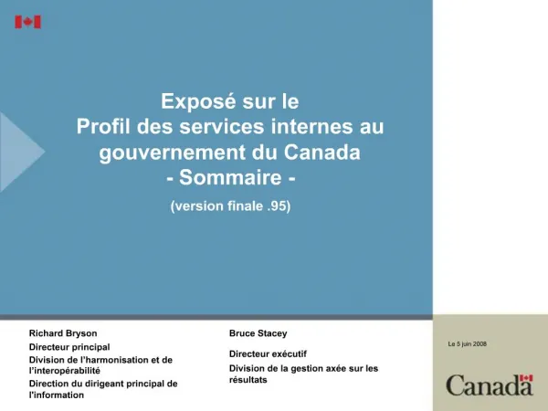Expos sur le Profil des services internes au gouvernement du Canada - Sommaire - version finale .95