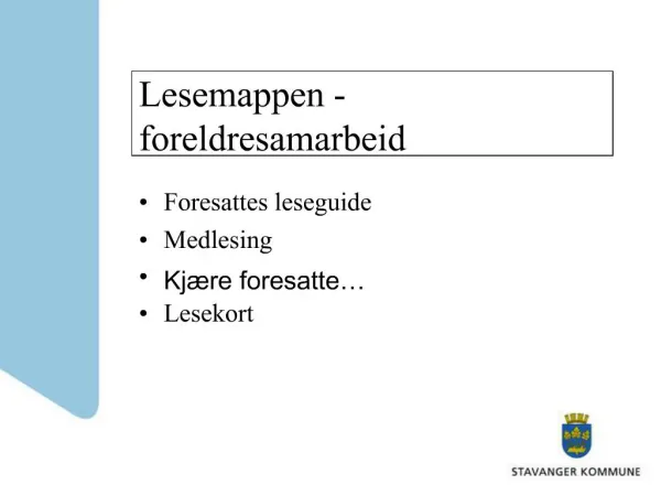 Lesemappen - foreldresamarbeid