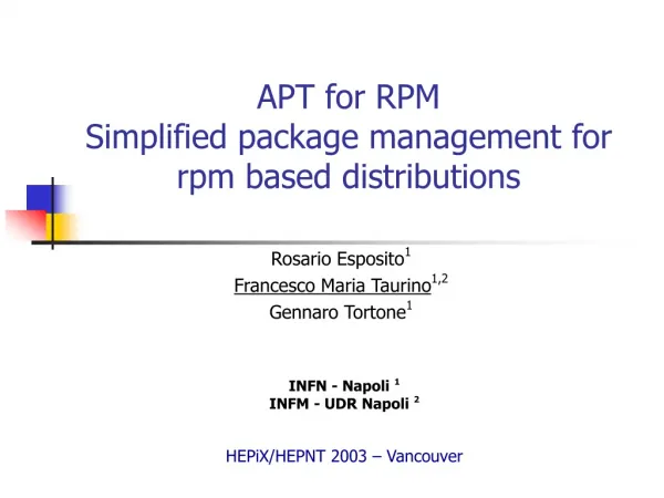 APT for RPM Simplified package management for rpm based distributions