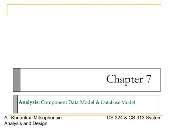 Analysis: Component Data Model Database Model
