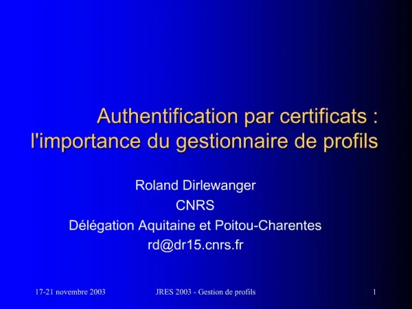 Authentification par certificats : limportance du gestionnaire de profils