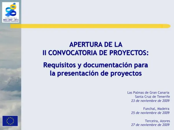 APERTURA DE LA II CONVOCATORIA DE PROYECTOS: Requisitos y documentaci n para la presentaci n de