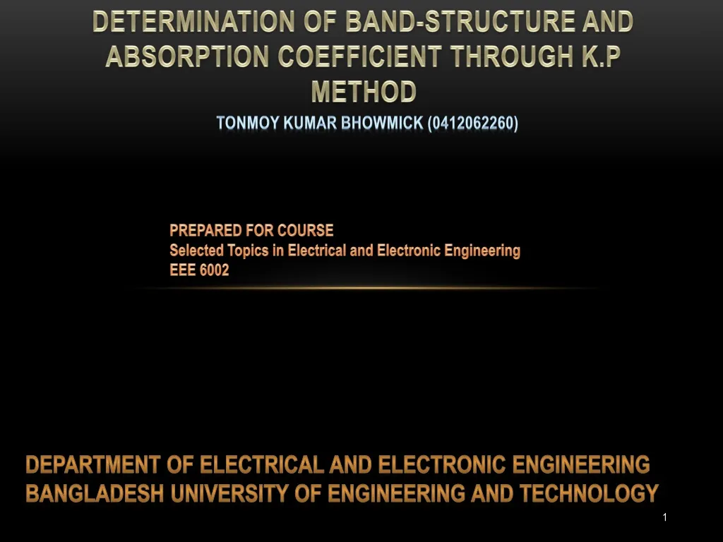 determination of band structure and absorption coefficient through k p method