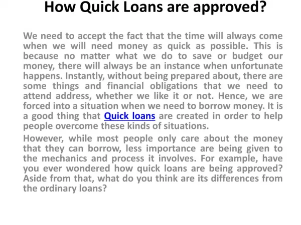 quick loans