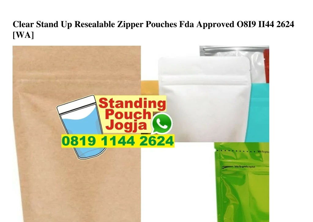 clear stand up resealable zipper pouches