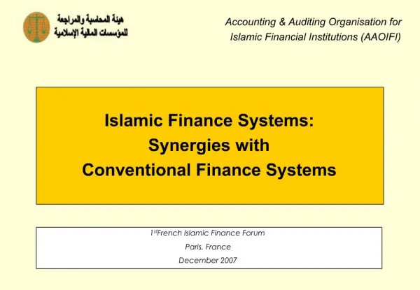 Islamic Finance Systems: Synergies with Conventional Finance Systems