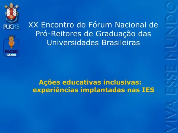 XX Encontro do F rum Nacional de Pr -Reitores de Gradua o das Universidades Brasileiras
