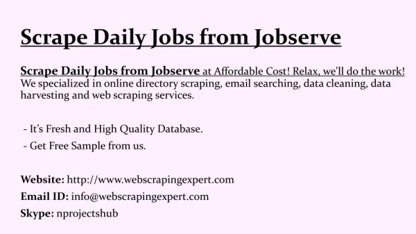 scrape daily jobs from jobserve