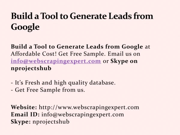 build a tool to generate leads from google