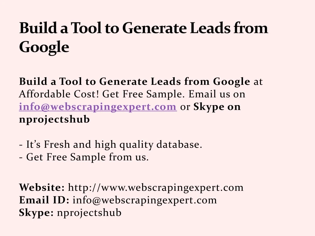 build a tool to generate leads from google