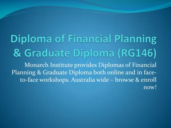 PPT Diploma of Financial Planning Course Online Australia with O