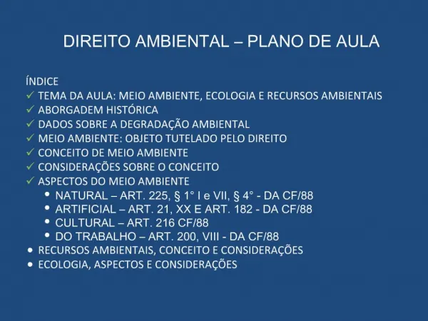 DIREITO AMBIENTAL PLANO DE AULA