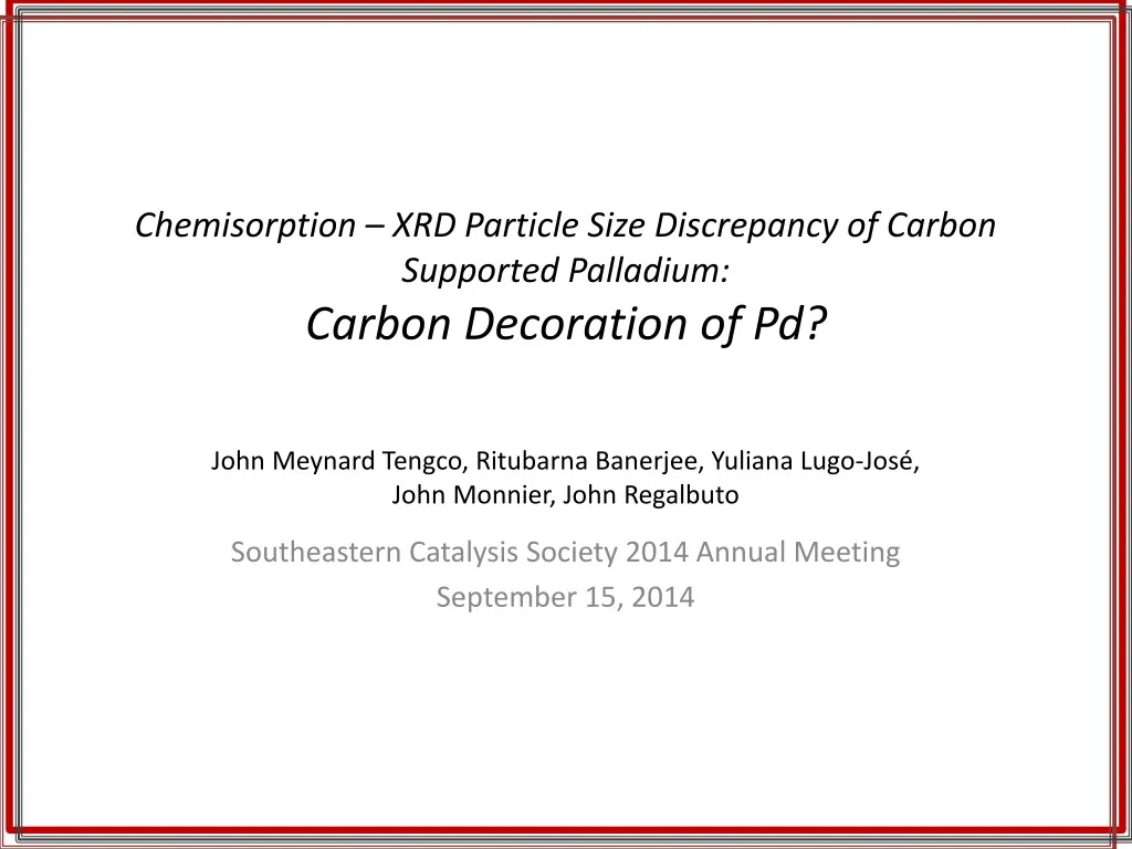 chemisorption xrd particle size discrepancy of carbon supported palladium carbon decoration of pd