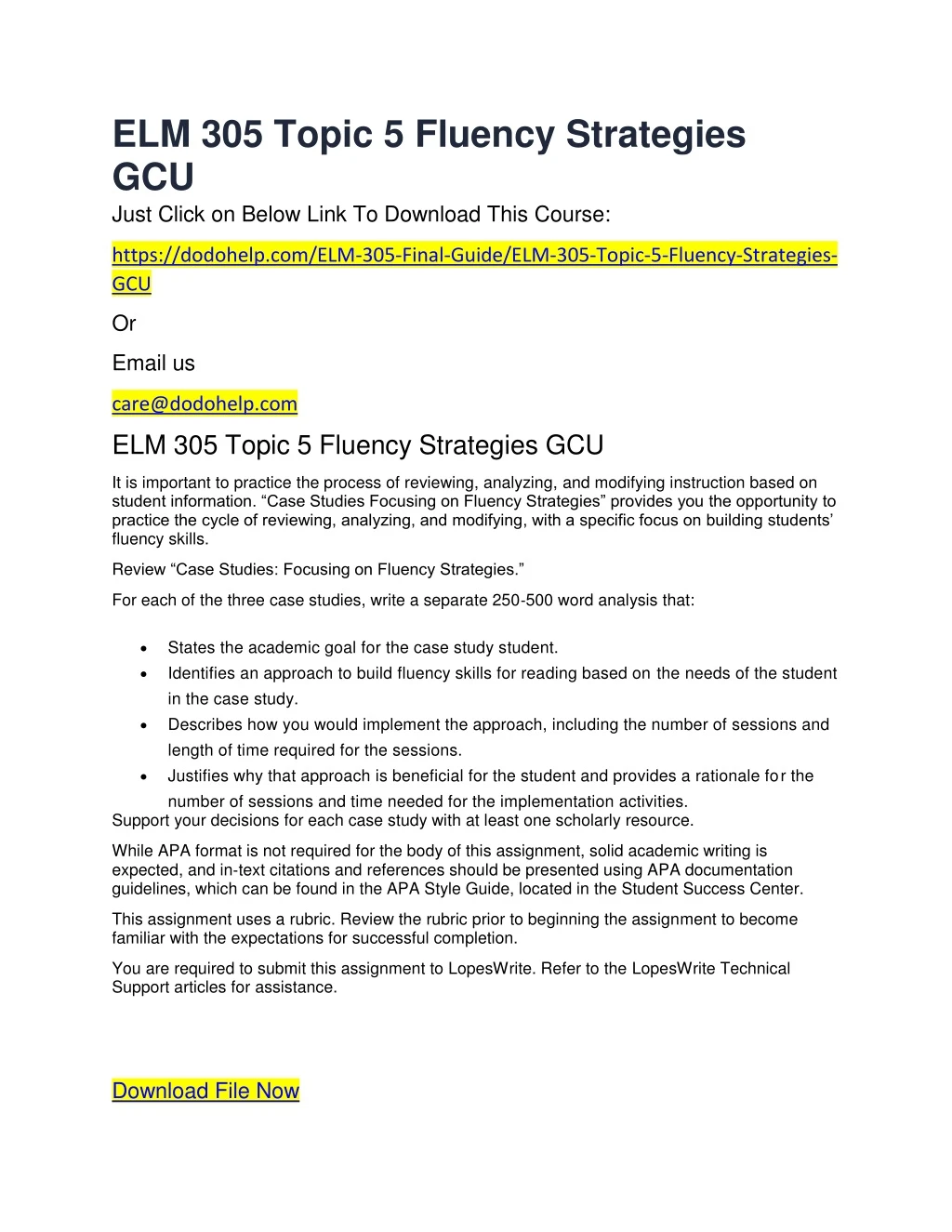 elm 305 topic 5 fluency strategies gcu just click