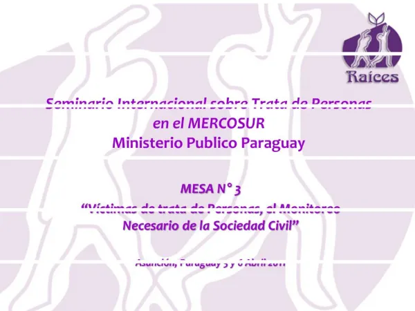 Seminario Internacional sobre Trata de Personas en el MERCOSUR Ministerio Publico Paraguay