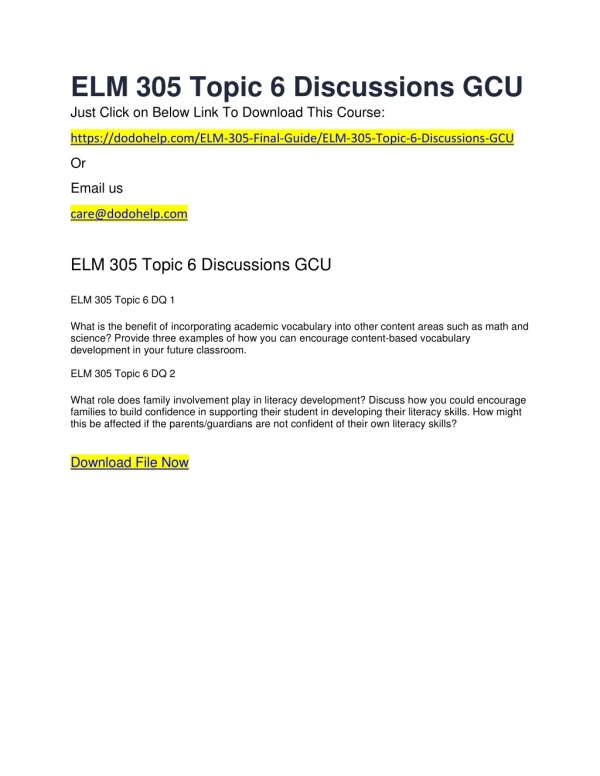 elm 305 topic 6 discussions gcu just click