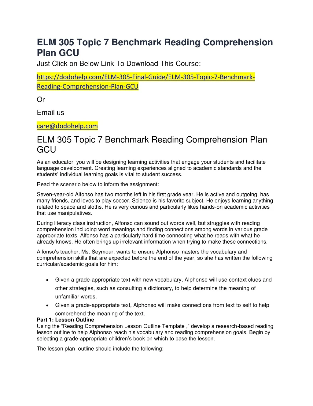 elm 305 topic 7 benchmark reading comprehension